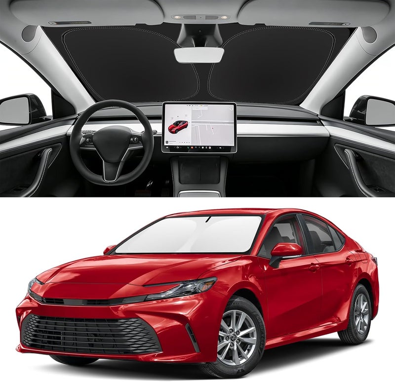 SLOGENTO Custom Fit Windshield Sun Shade for Toyota Camry 2025-2026, Blocks UV & Heat, Front Window Sunshade, Easy Fold & Store - Image 1